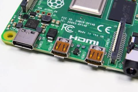 Pay mini computer with a processor and interface connectors. Min Stock Photos