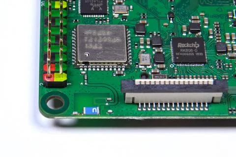 Pay mini computer with a processor and interface connectors. Miniature com... 스톡 사진