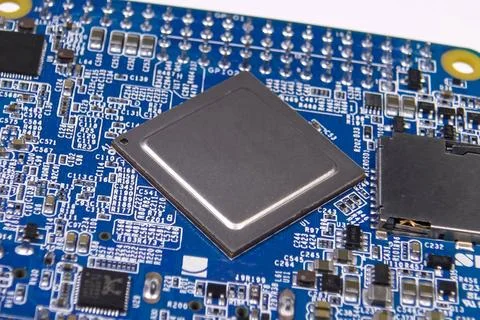 Pay mini computer with a processor and interface connectors. Miniature com... Stock Photos