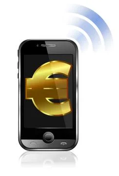 Pay by Mobile, Cell Smart Phone Euro Stock Illustration