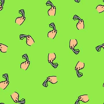Pay money hand vector seamless pattern Stock Illustration