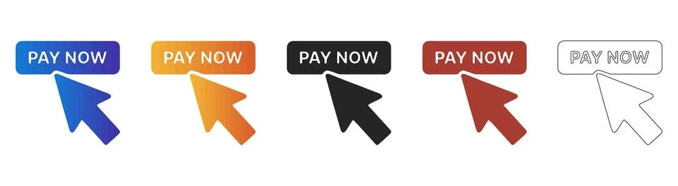 Pay now button cursor icon for online shopping checkout Stock Illustration