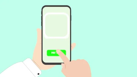 Pay now hand phone animation now payment marketplace buying and selling han.. Stock Footage 243404252