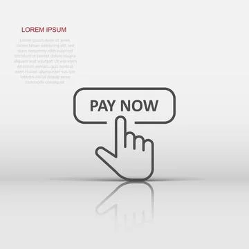 Pay now icon in flat style. Finger cursor vector illustration on white isol.. 스톡 일러스트