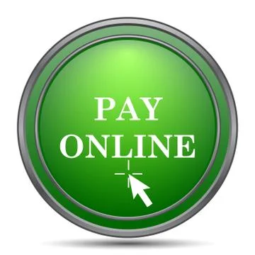 Pay online icon. Internet button on white background.. Illustrazione stock