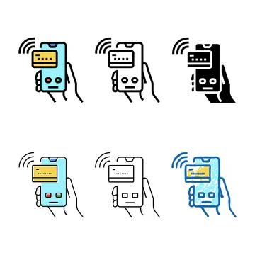 Pay pass card multipack phone color icon vector Stock Illustration