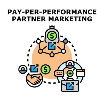 Pay per performance partner marketing affiliate business strategy 스톡 일러스트