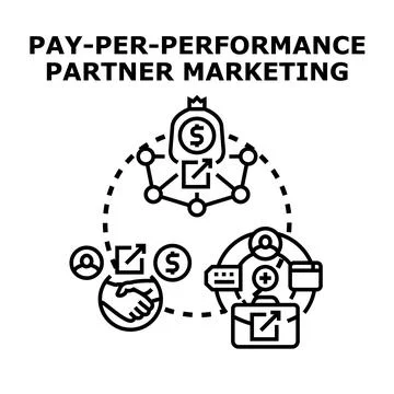 Pay per performance partner marketing affiliate business strategy Stock Illustration