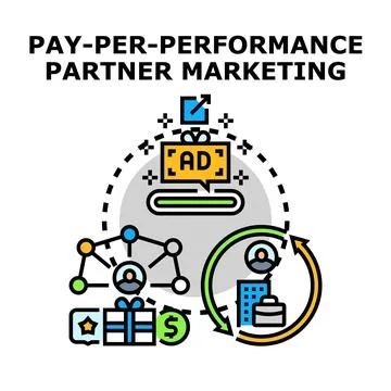 Pay per performance partner marketing strategy concept イラスト素材