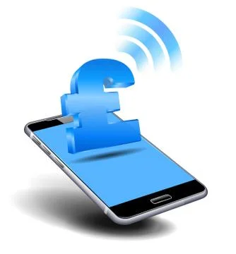 Pay Pound Cash by Mobile, Smart Cell Phone Stock Illustration