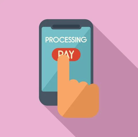 Pay processing icon flat vector. Money payment Stock Illustration
