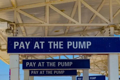 Pay at the Pump signs Stock Photos