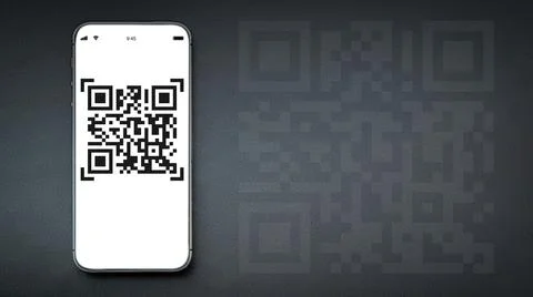 Pay qr code. Mobile smartphone screen for payment, online pay, scan barcode w Foto stock