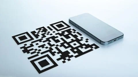 Pay qr code. Mobile smartphone screen for payment, online pay, scan barcode w Foto stock