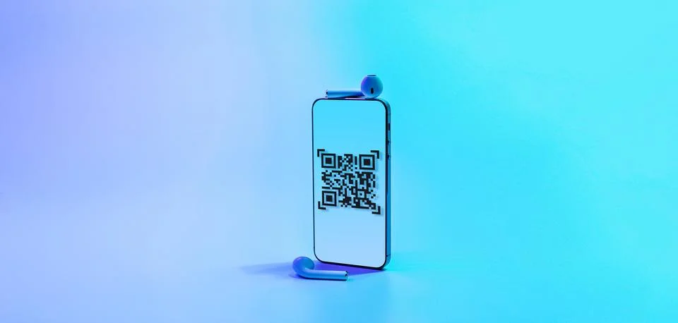 Pay qr code. Mobile smartphone screen for payment, online pay, scan barcode w Foto stock
