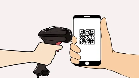 Pay by qr code on phone screen Stock Footage 233658976