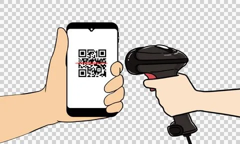 Pay by qr code on phone screen Иллюстрация