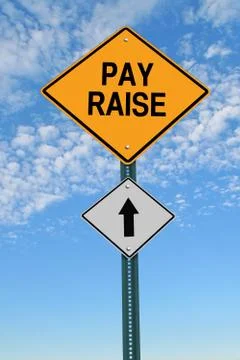 Pay raise ahead roadsign Foto stock