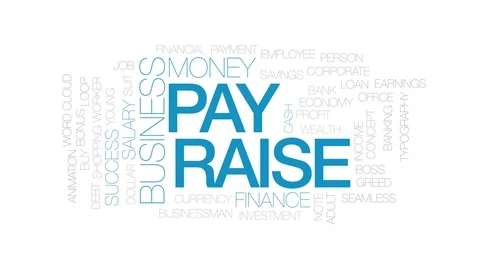 Pay raise animated word cloud. Kinetic typography. Stock Footage 101294431