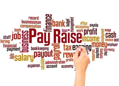 Pay Raise word cloud and hand writing concept Ilustración de archivo