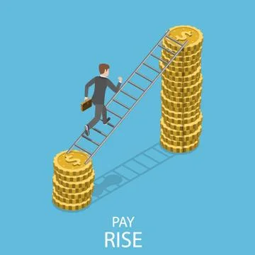 Pay rise flat isometric vector concept. Stock Illustration