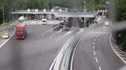 Pay toll high angle Stock Footage 47330834