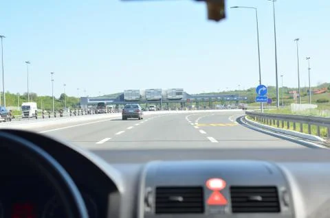 Pay toll through windshield Stock Photos