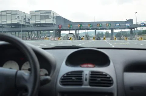 Pay toll through windshield Stock Photos