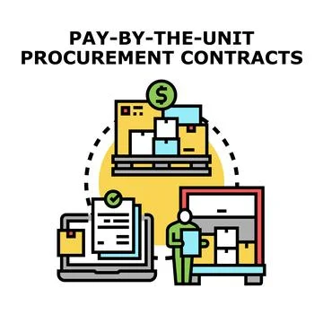 Pay by the unit procurement contracts concept outlining Stock Illustration