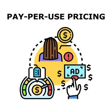 Pay per use pricing model for consumption based services Stock Illustration