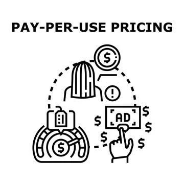 Pay per use pricing model for consumption based services Stock Illustration