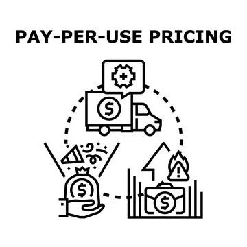 Pay per use pricing model implementing cost effective service Stock Illustration