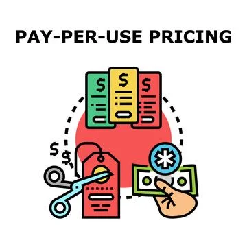 Pay per use pricing model for service consumption Stock Illustration
