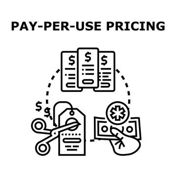 Pay per use pricing model for service consumption Stock Illustration