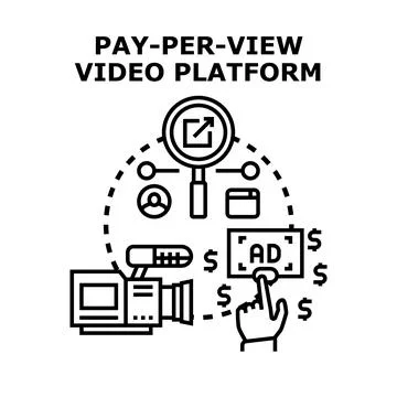 Pay per view video platform monetizing digital content 스톡 일러스트