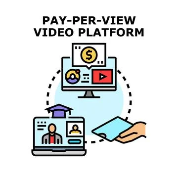Pay per view video platform for online education content Stock Illustration