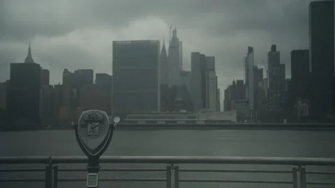 Pay Viewer Looking Toward The United Nations Stock Footage 127136486