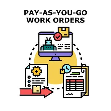 Pay as you go work orders management system イラスト素材
