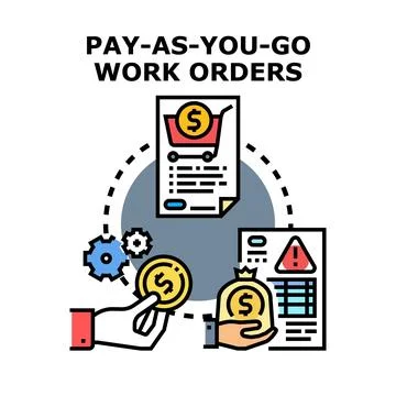 Pay as you go work orders business concept Stock Illustration