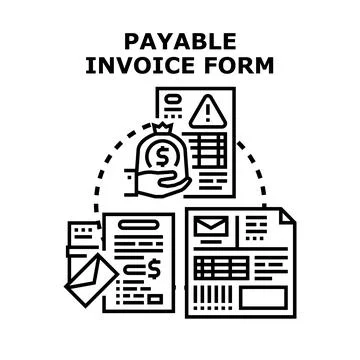 Payable invoice form documenting financial transactions process 库存插图