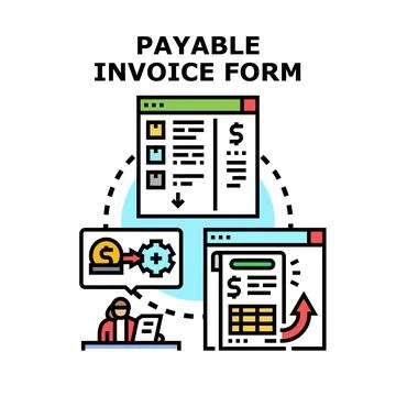 Payable invoice form process vector concept illustration Stock Illustration