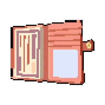 Paycheck checkbook pixel art vector illustration Stock Illustration