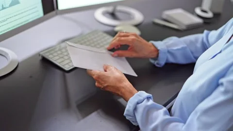 Paycheck In Envelope. Opening Payroll Check Stock Footage 209176248