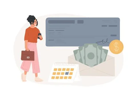 Paycheck isolated concept vector illustration. Ilustración de archivo