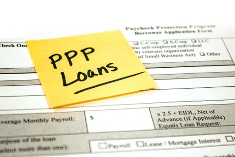 Paycheck Protection Program Application and Reminder Note Stock Photos