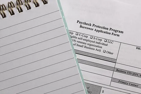 Paycheck protection program. borrower application form. Foto stock
