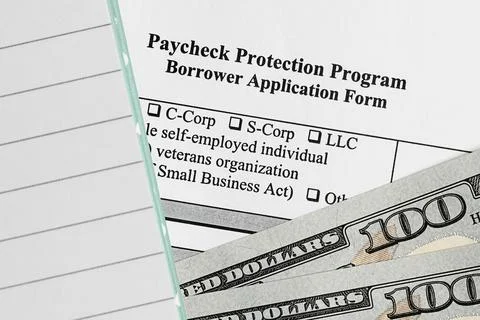 Paycheck protection program. borrower application form. Stock Photos