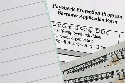 Paycheck protection program. borrower application form. Foto stock