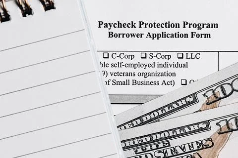 Paycheck protection program. borrower application form. Foto stock