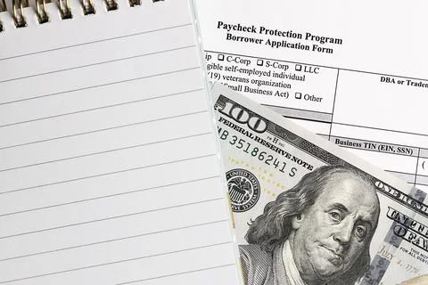 Paycheck protection program. borrower application form. Foto stock